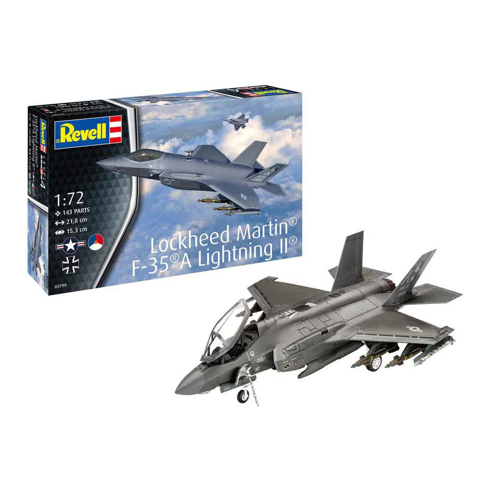 Revell model kit - lockheed martin f35 a lightning ii 1:72 - 143pcs.
