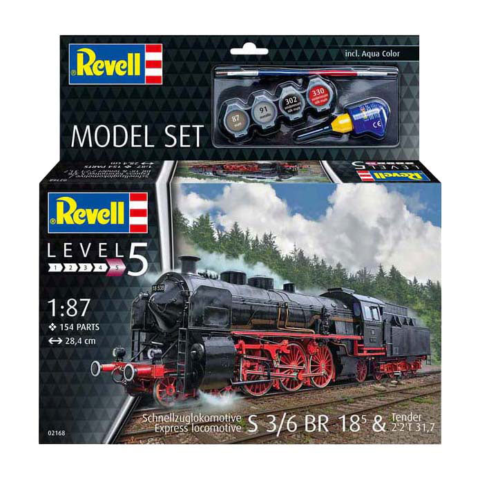 Revell modelbouwpakket - schnellzuglokomotive s3 6 br18 mit tende 1:87 - 154dlg.