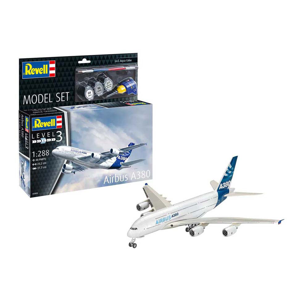 Revell model kit - airbus a380 1:288 - 48pcs. - incl. basic paint colors