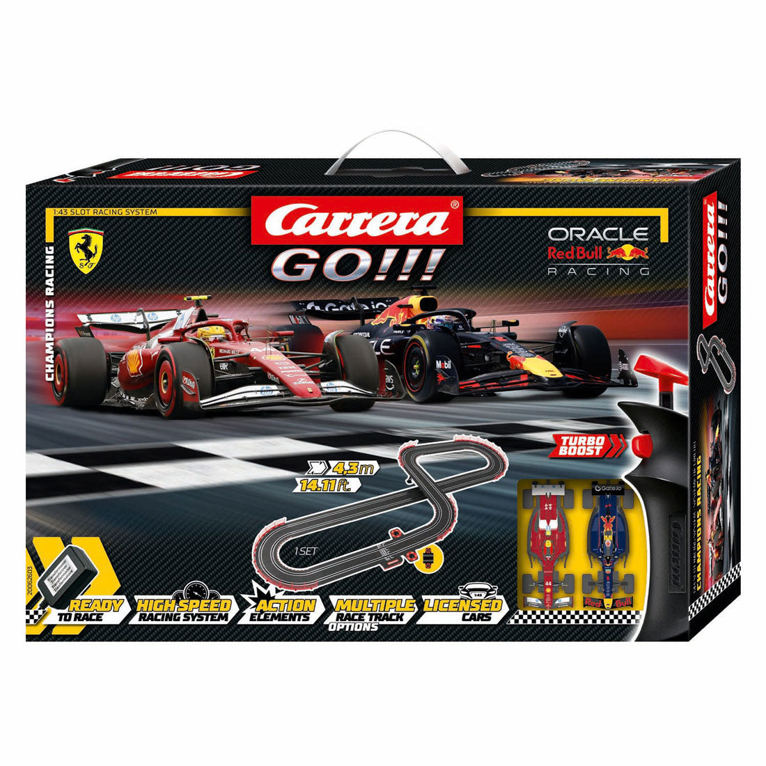 Carrera go!!! racebaan - champion's racing m. verstappen no.1 vs. l. hamilton no.44