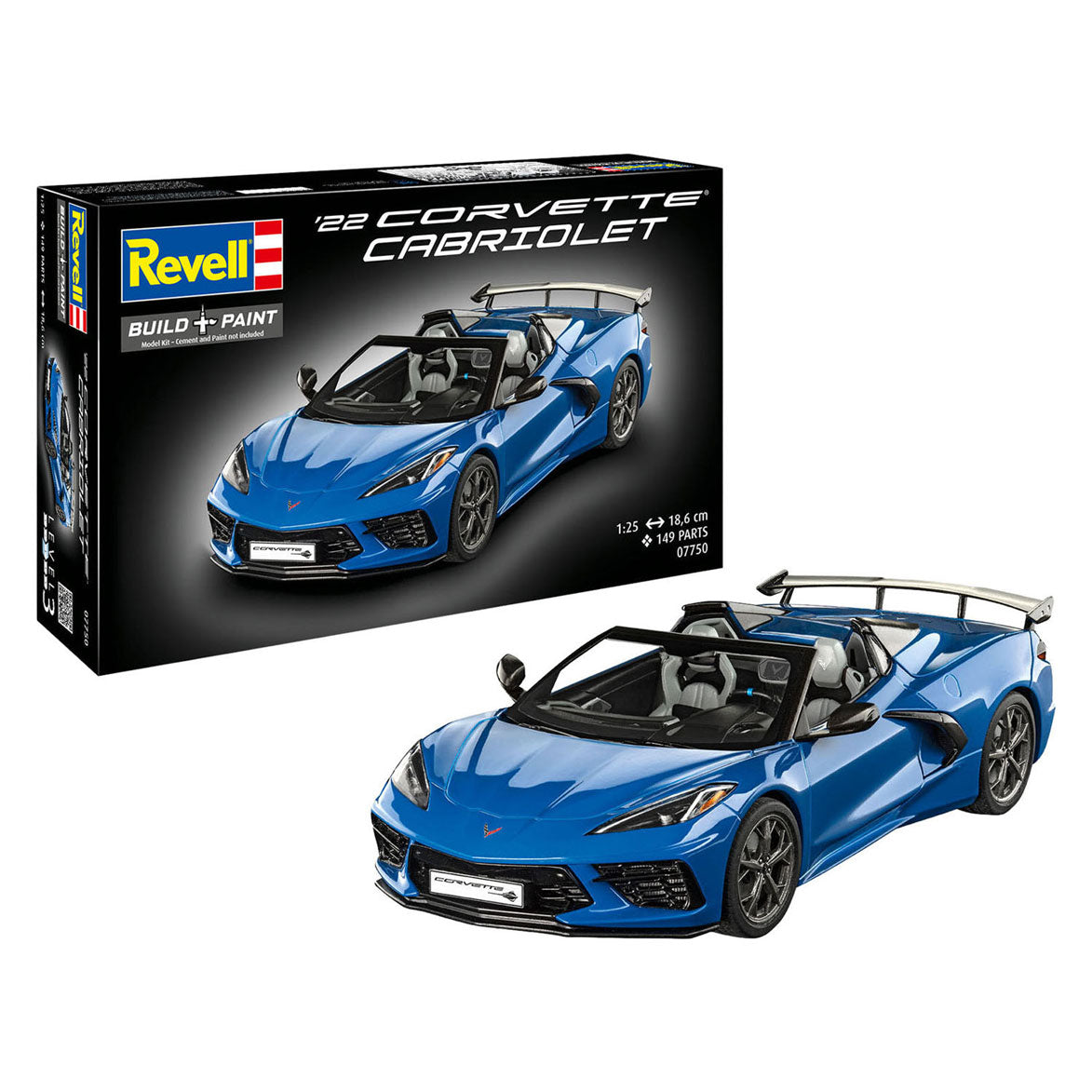 Revell Model Kit Corvette C8 Convertible 1:25 - 149 parts.