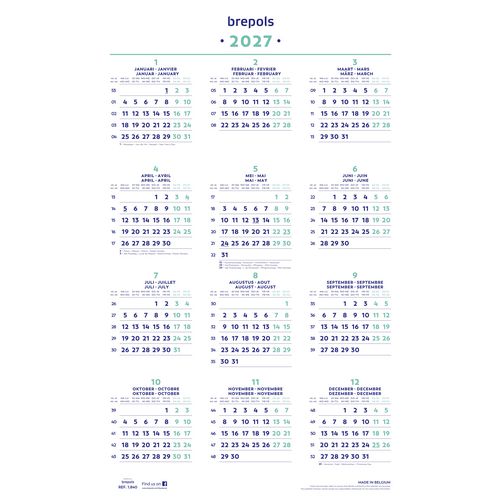 Jaarkalender niceday brepols 40 x 60,5 cm