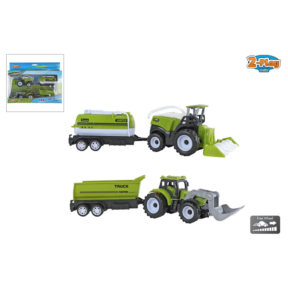 2-play traktor och kombinera med 2 släp, 24cm