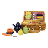 Canasta de picnic de pie pequeño con vajilla