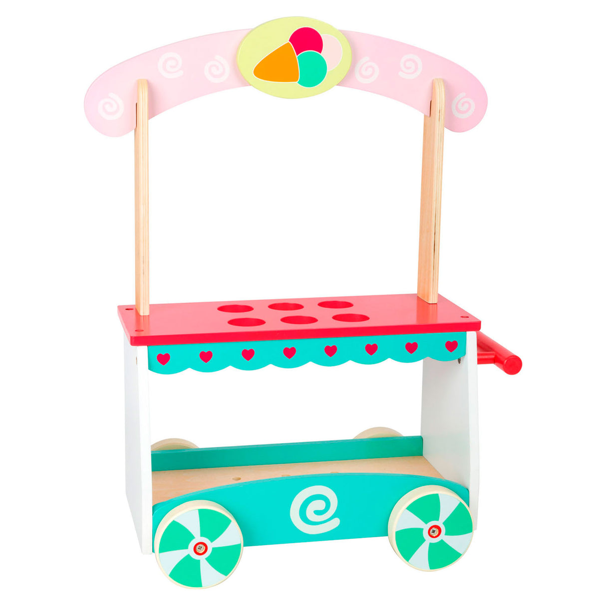 Carrello gelato in legno di piccoli piedi con accessori