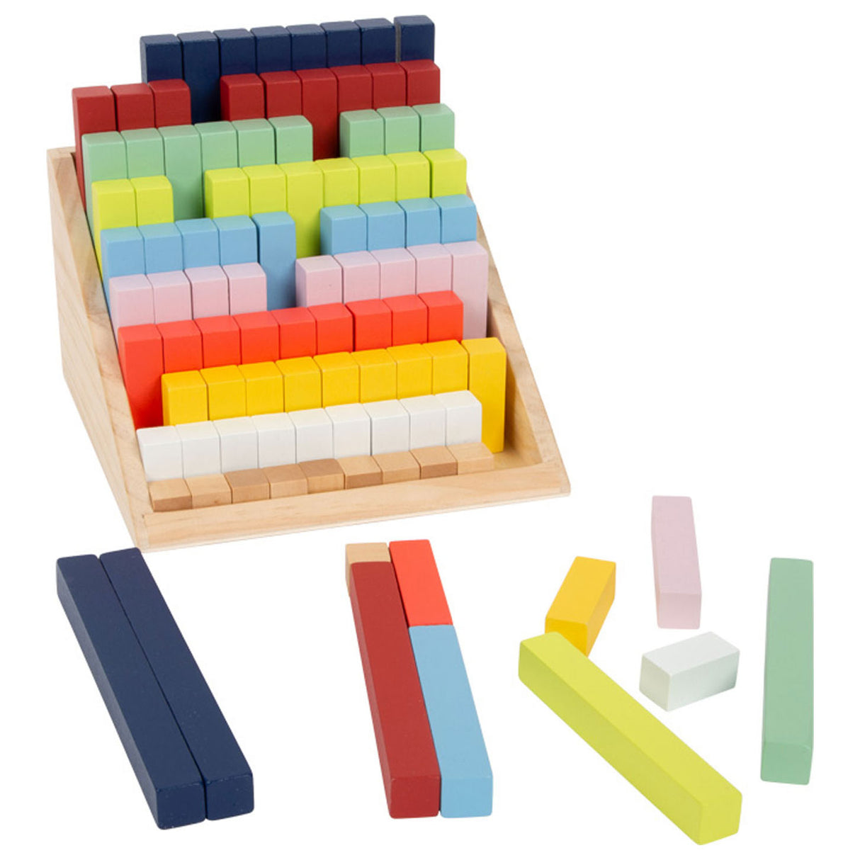 Petit pied - Blocs de calcul en bois dans la boîte, 100dlg.