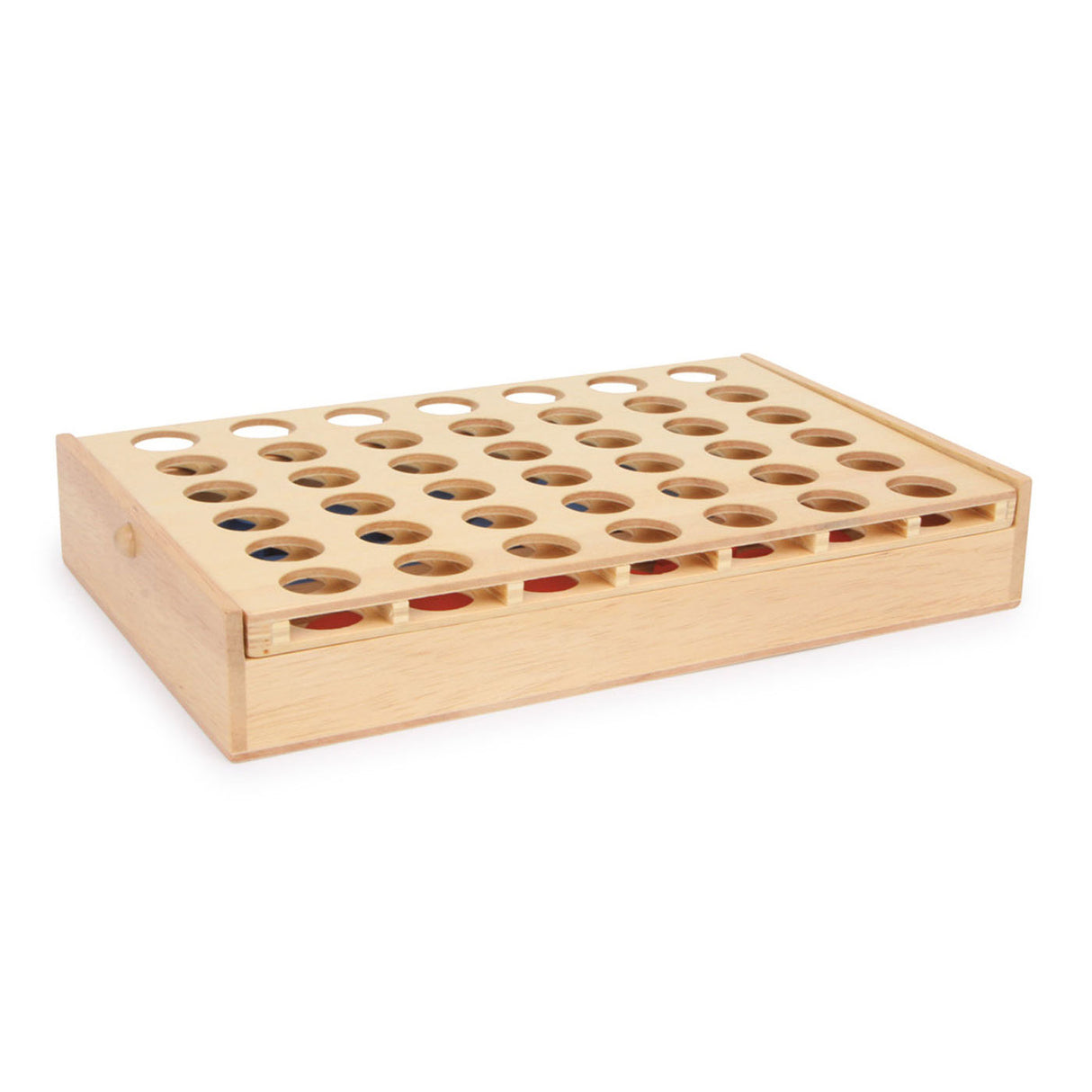 Pequeño: cuatro en una línea de madera de juego de viajes