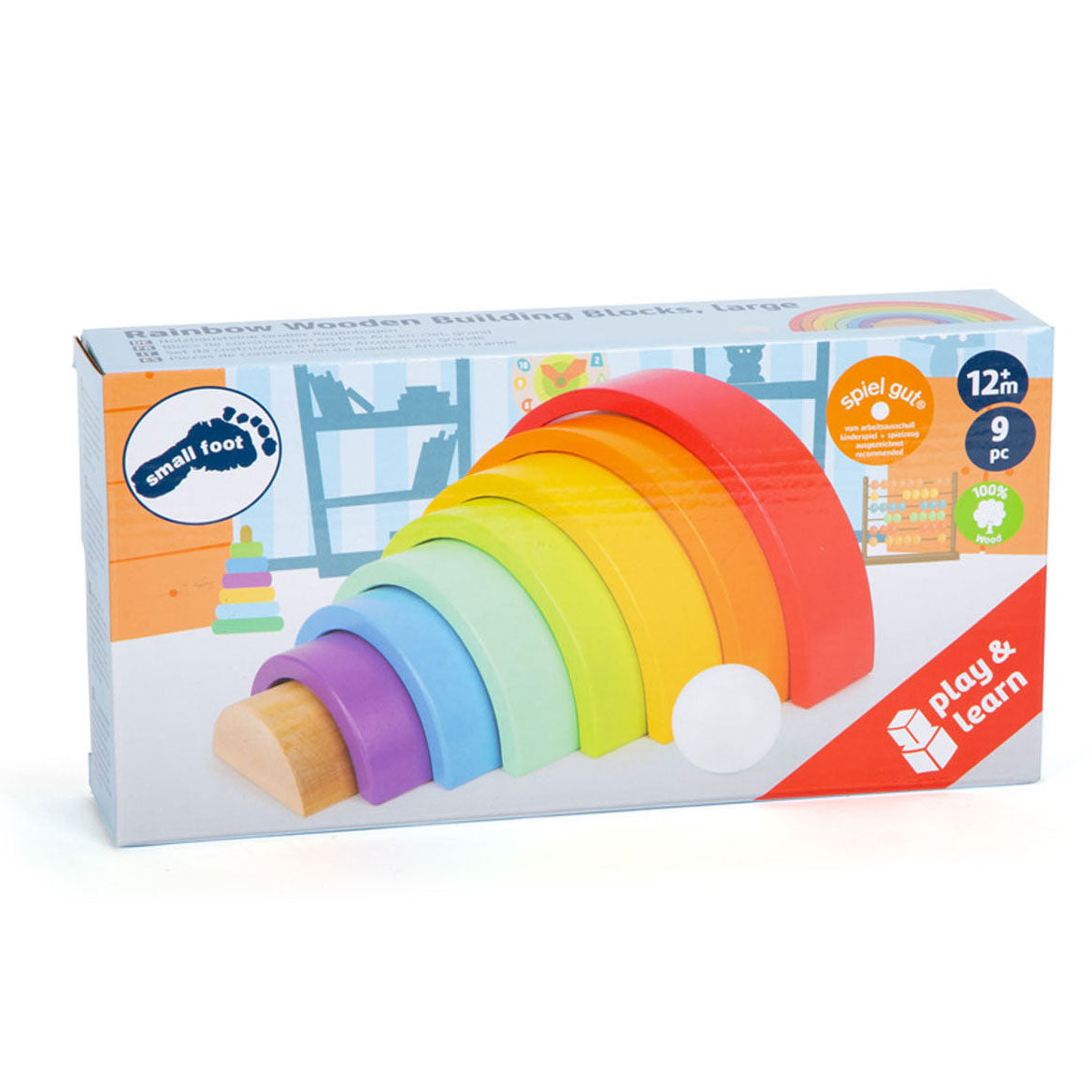 Piccole piede - Building Building in legno Rainbow, 9dlg.