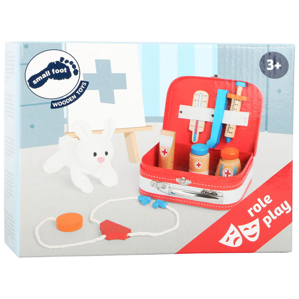 Kleng Fouss Holz Veterinär Set a Koffer, 9dlg.