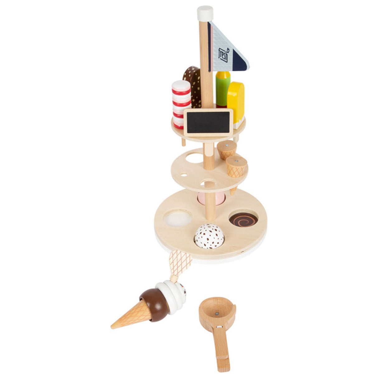 Small foot - wooden ice cream set with stand, 15 pcs.