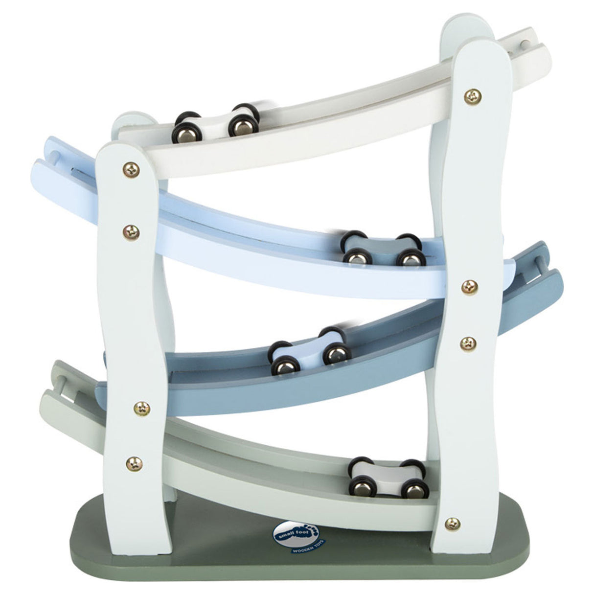 Liten fot - Trämotorvägsblått med 4 bilar