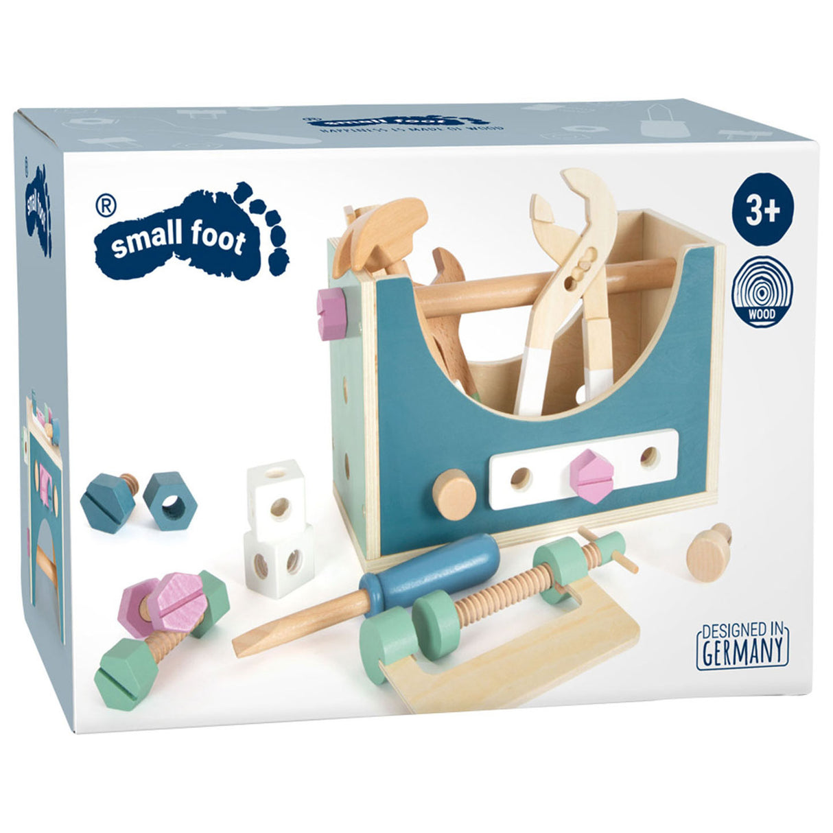 Small Foot - Wooden toolbox Nordic 2in1, 28dlg.