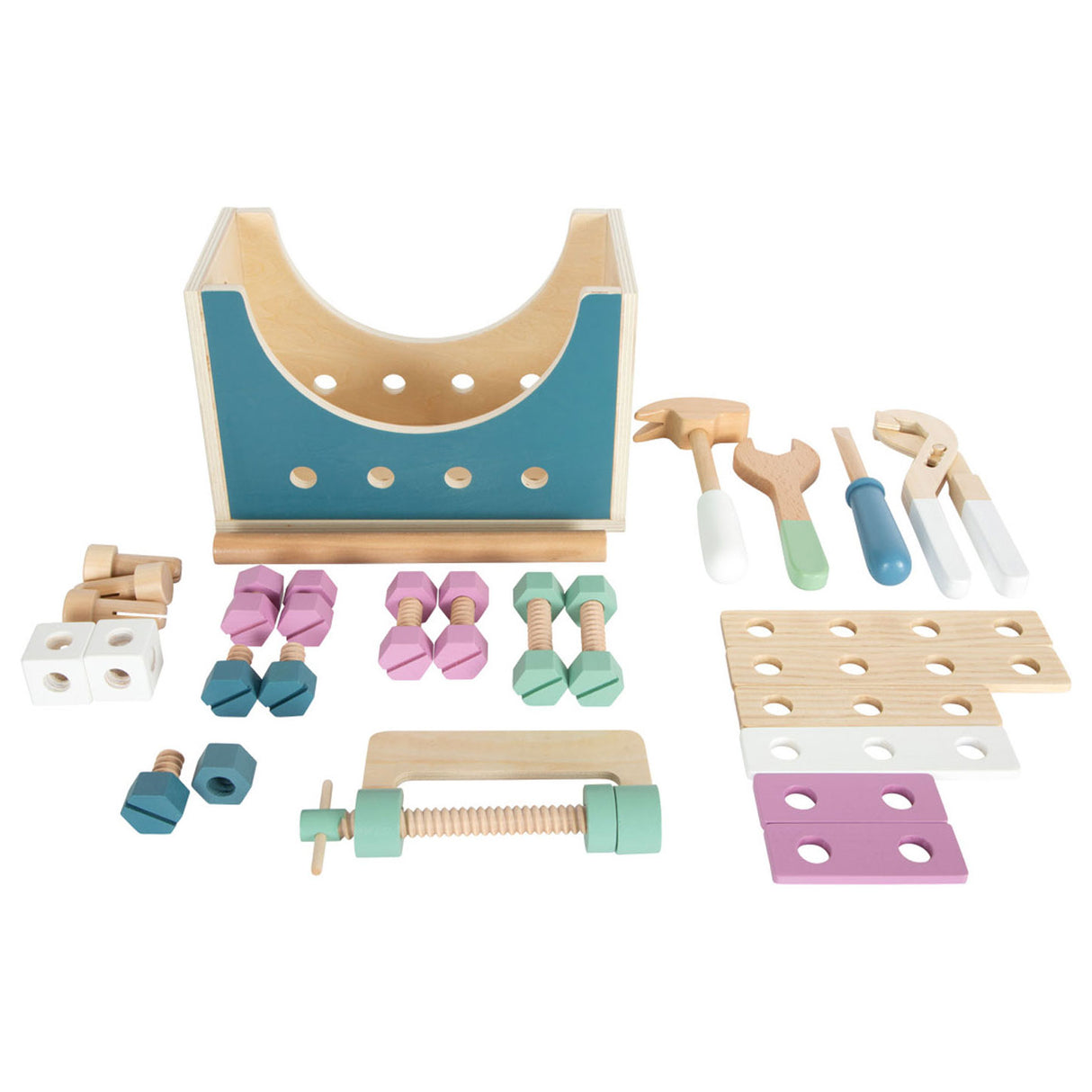 Small Foot - Wooden toolbox Nordic 2in1, 28dlg.