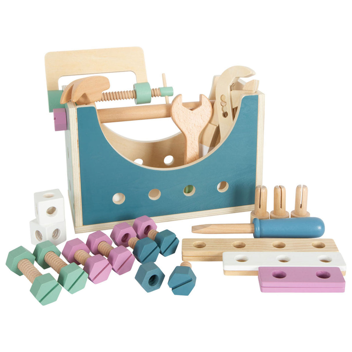 Small Foot - Wooden toolbox Nordic 2in1, 28dlg.