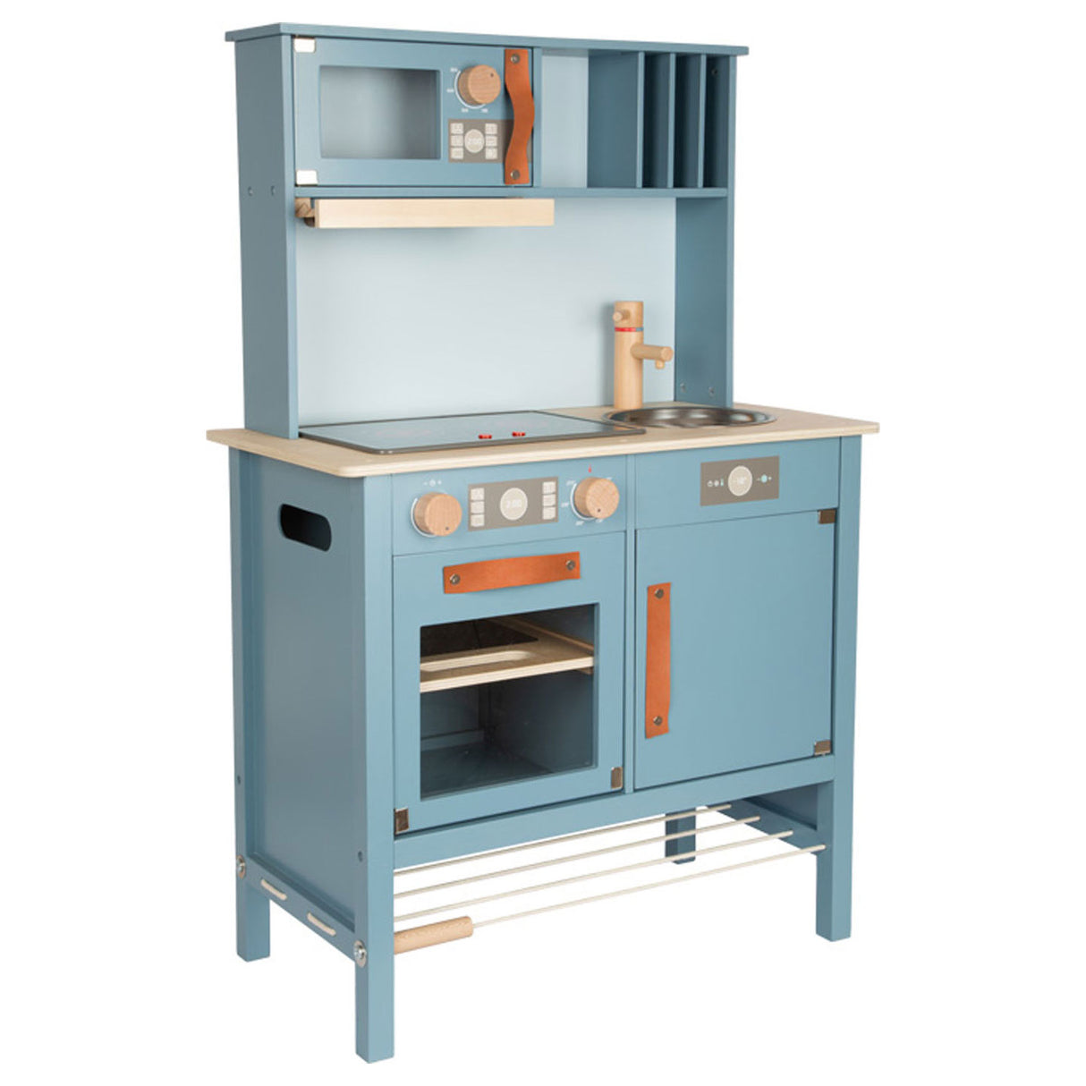 Pie pequeño - cocina para niños de madera azul, 7dlg.