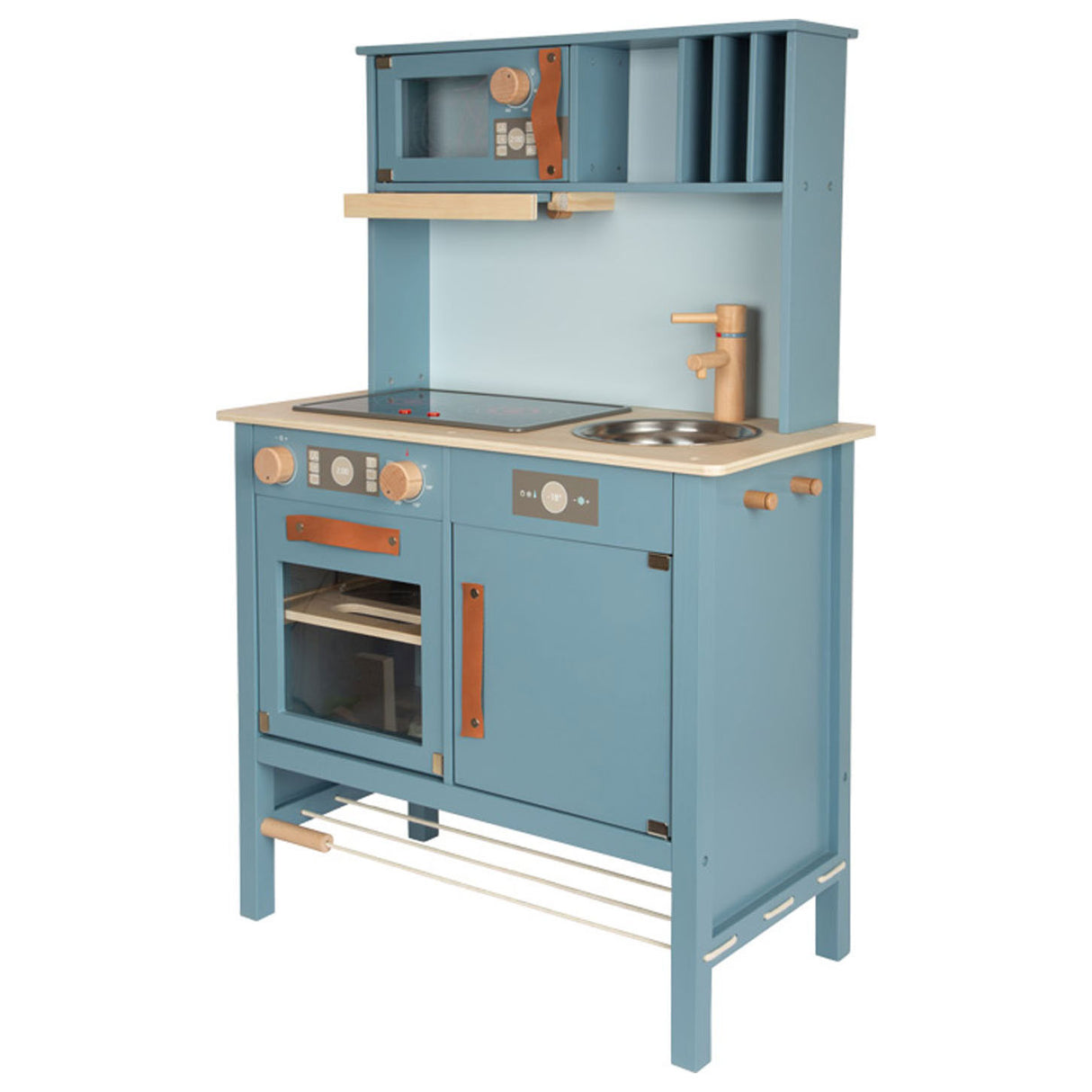 Pie pequeño - cocina para niños de madera azul, 7dlg.