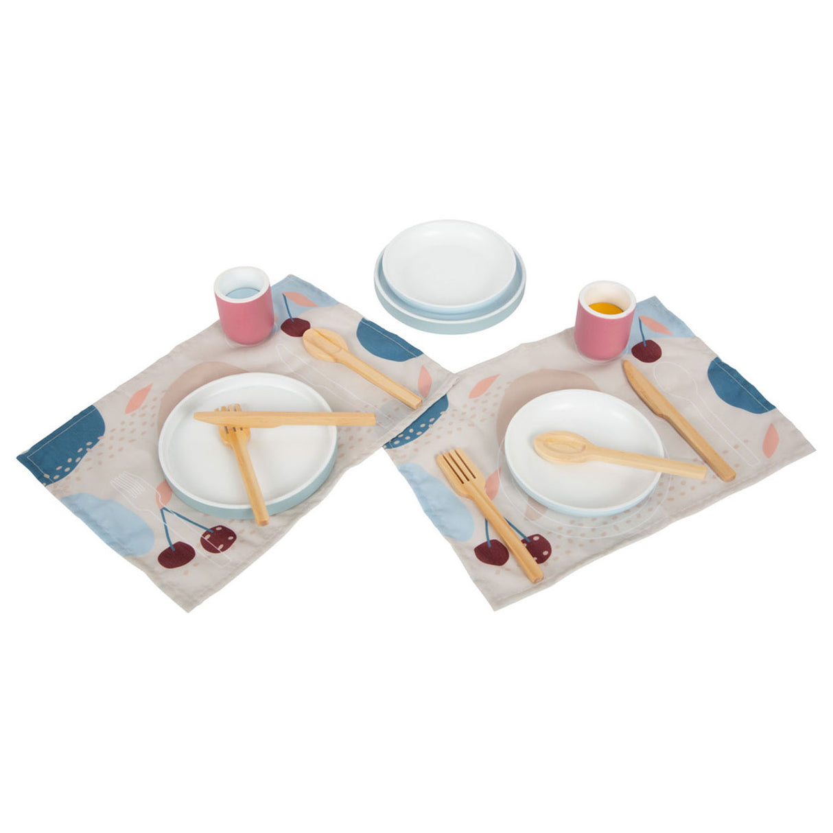 Piccole piede - posate in legno set con tappetini, 18dlg.
