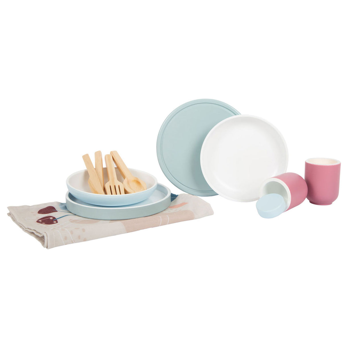 Piccole piede - posate in legno set con tappetini, 18dlg.