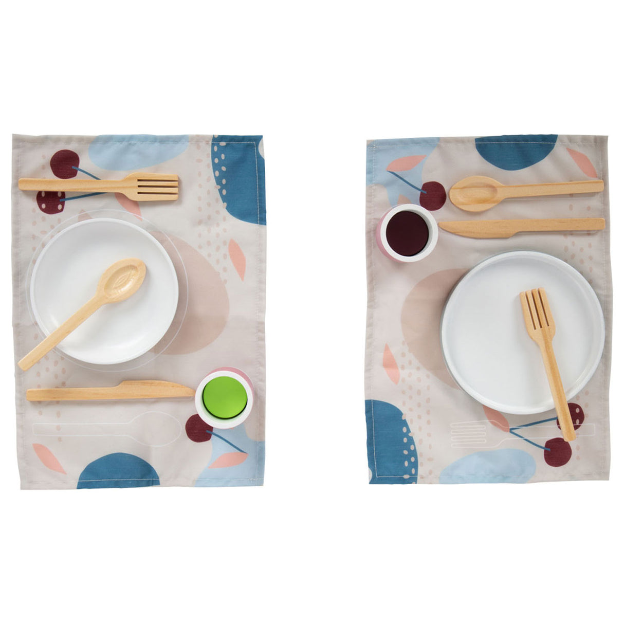 Piccole piede - posate in legno set con tappetini, 18dlg.