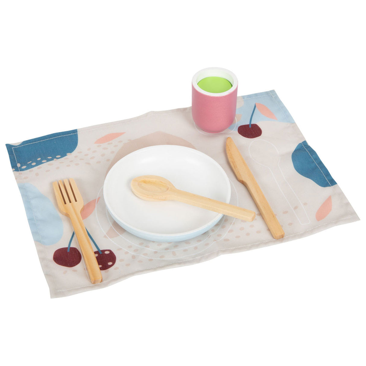 Piccole piede - posate in legno set con tappetini, 18dlg.