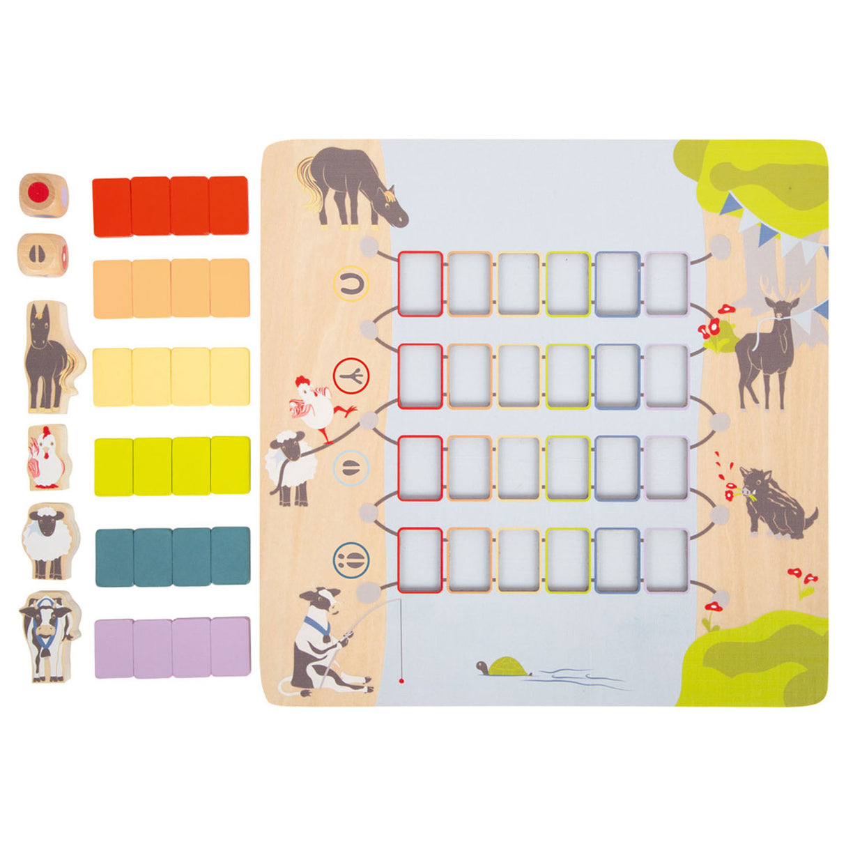 Small foot wooden game bridge crossing animals