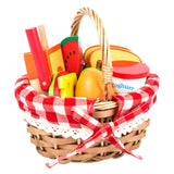 Canasta de picnic de pie pequeño con corte de madera