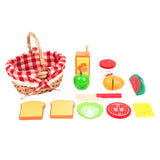 Canasta de picnic de pie pequeño con corte de madera