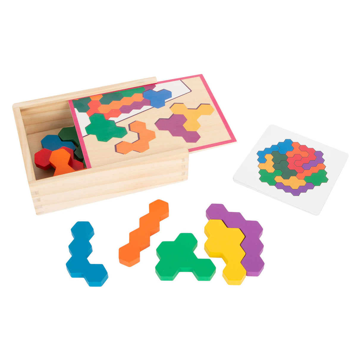 Kleines Fußholzform -Puzzle -Sechseck
