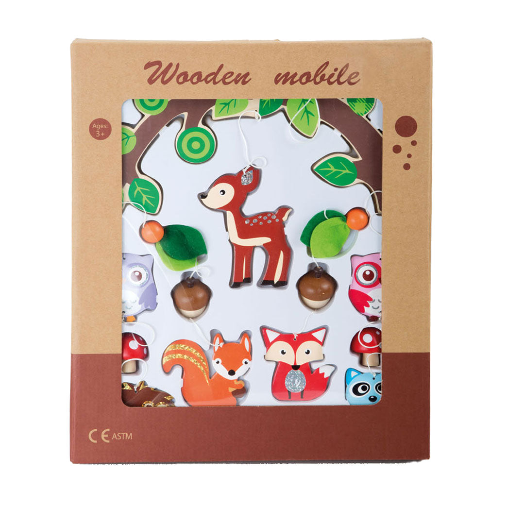 Animali per la foresta mobile per bambini in legno di piccoli piedi