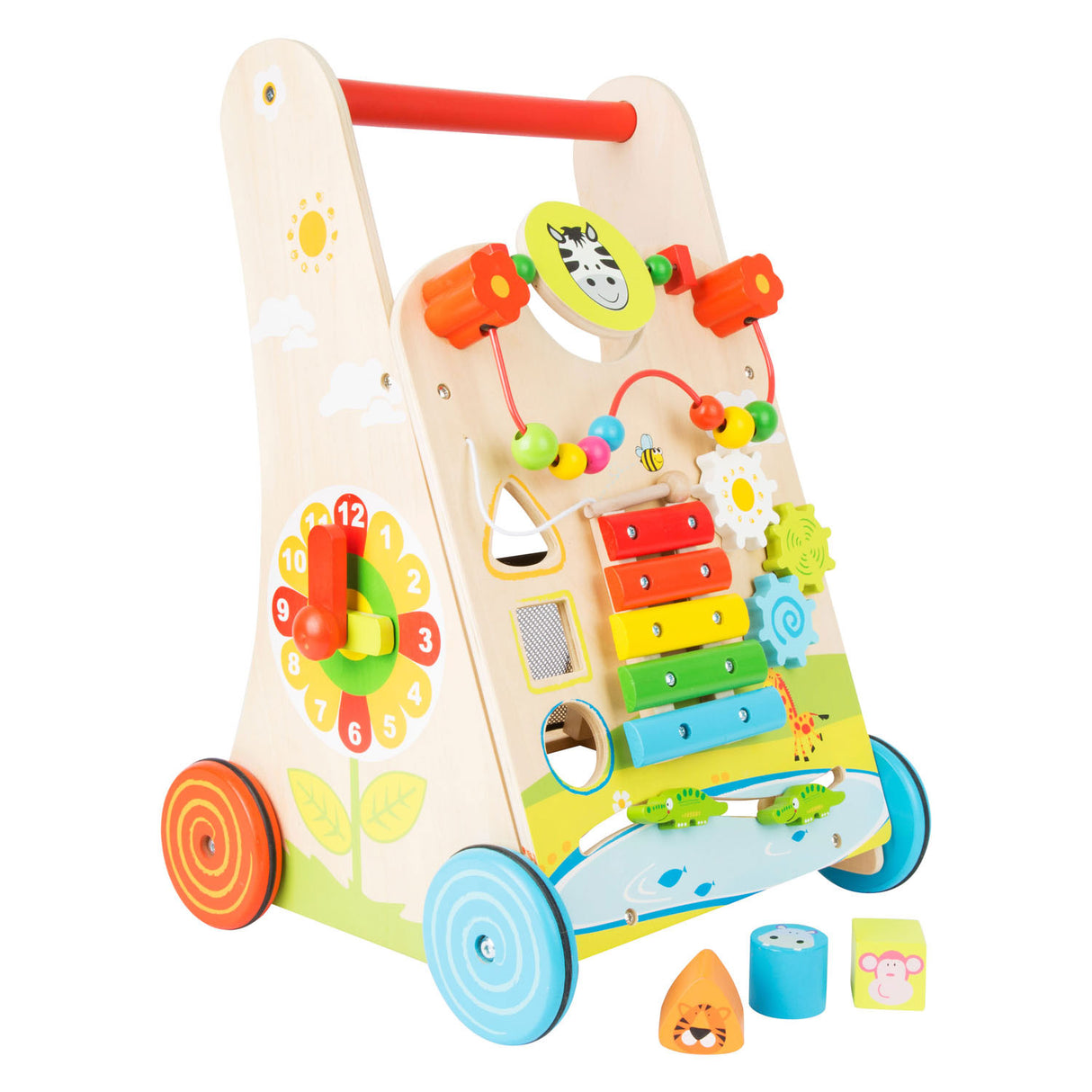 Piccolo piede di legno baby walker colorato