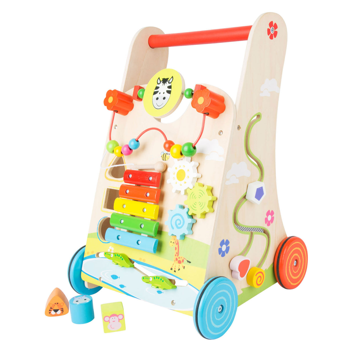 Piccolo piede di legno baby walker colorato