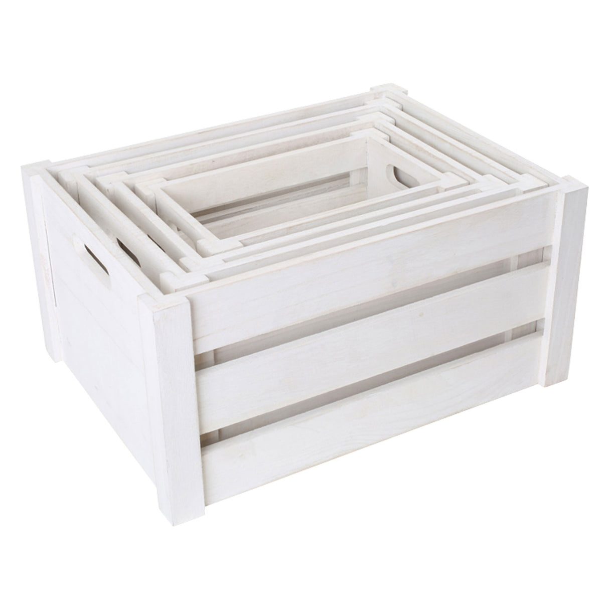 Kleng Fouss Holz Späicherkëschten, Set vun 4