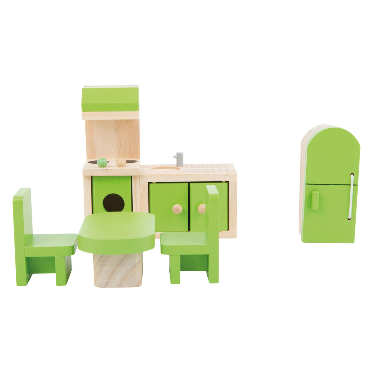 Small foot wooden dollhouse furniture kitchen, 5dlg.