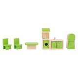 Small foot wooden dollhouse furniture kitchen, 5dlg.