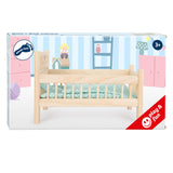 Liten fot - trämadsäng naturligtvis med sängkläder, 4LDG.