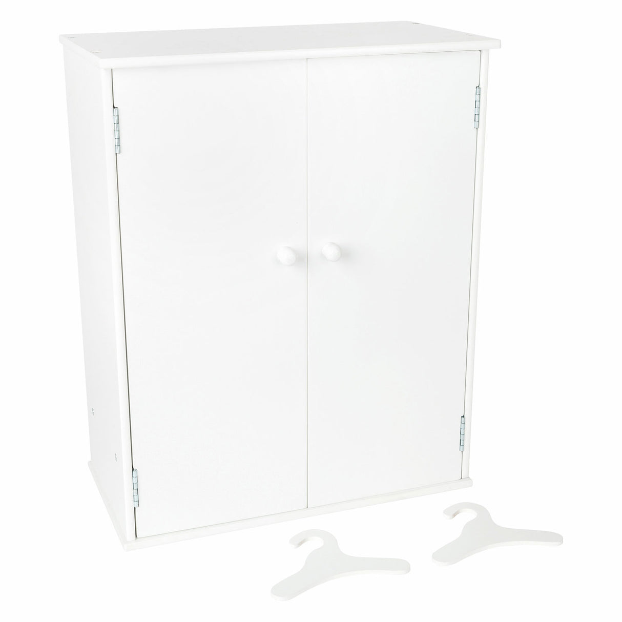 Armario de muñecas de madera de pie pequeño con perchas, 3dlg.