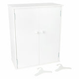 Armario de muñecas de madera de pie pequeño con perchas, 3dlg.