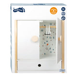 Small foot wooden doll wardrobe little button with hangers, 3dlg.