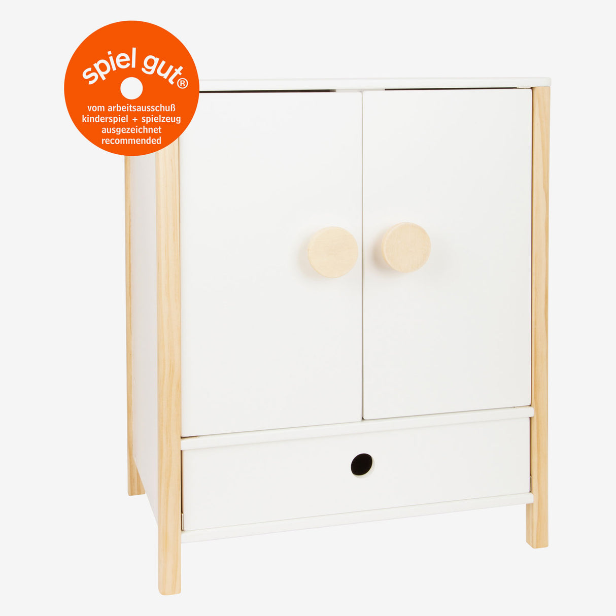 Small foot wooden doll wardrobe little button with hangers, 3dlg.
