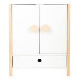 Small foot wooden doll wardrobe little button with hangers, 3dlg.