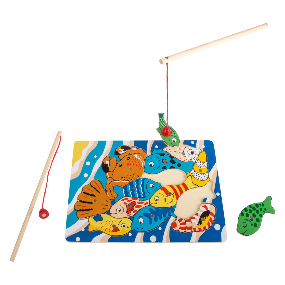 Puzzle di pesca in legno di piccoli piedi