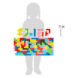 Kleng Fouss Holzkäschten Puzzle geometresch Formen
