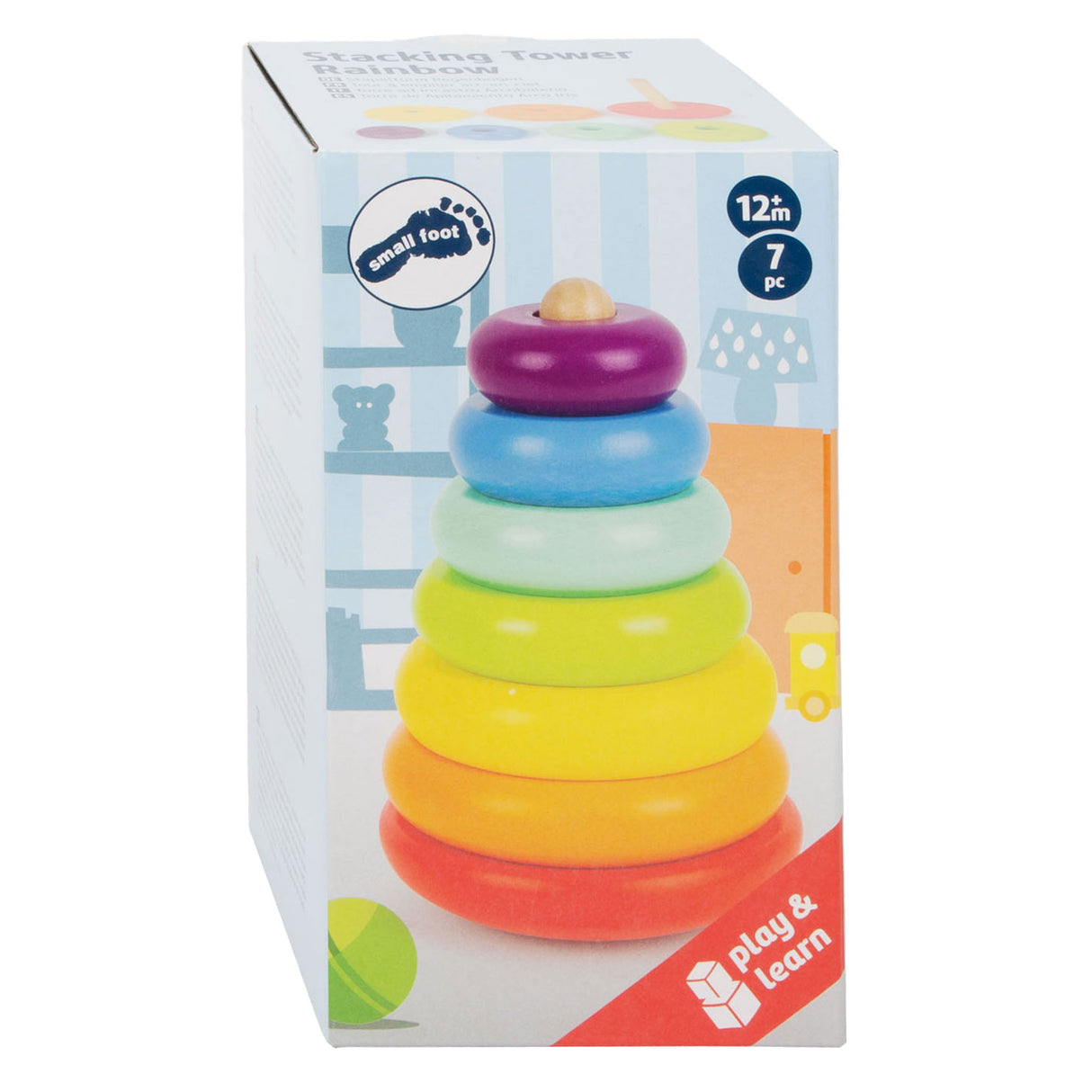 Small Foot Wooden Stacking Tower Rainbow, 7 pcs.