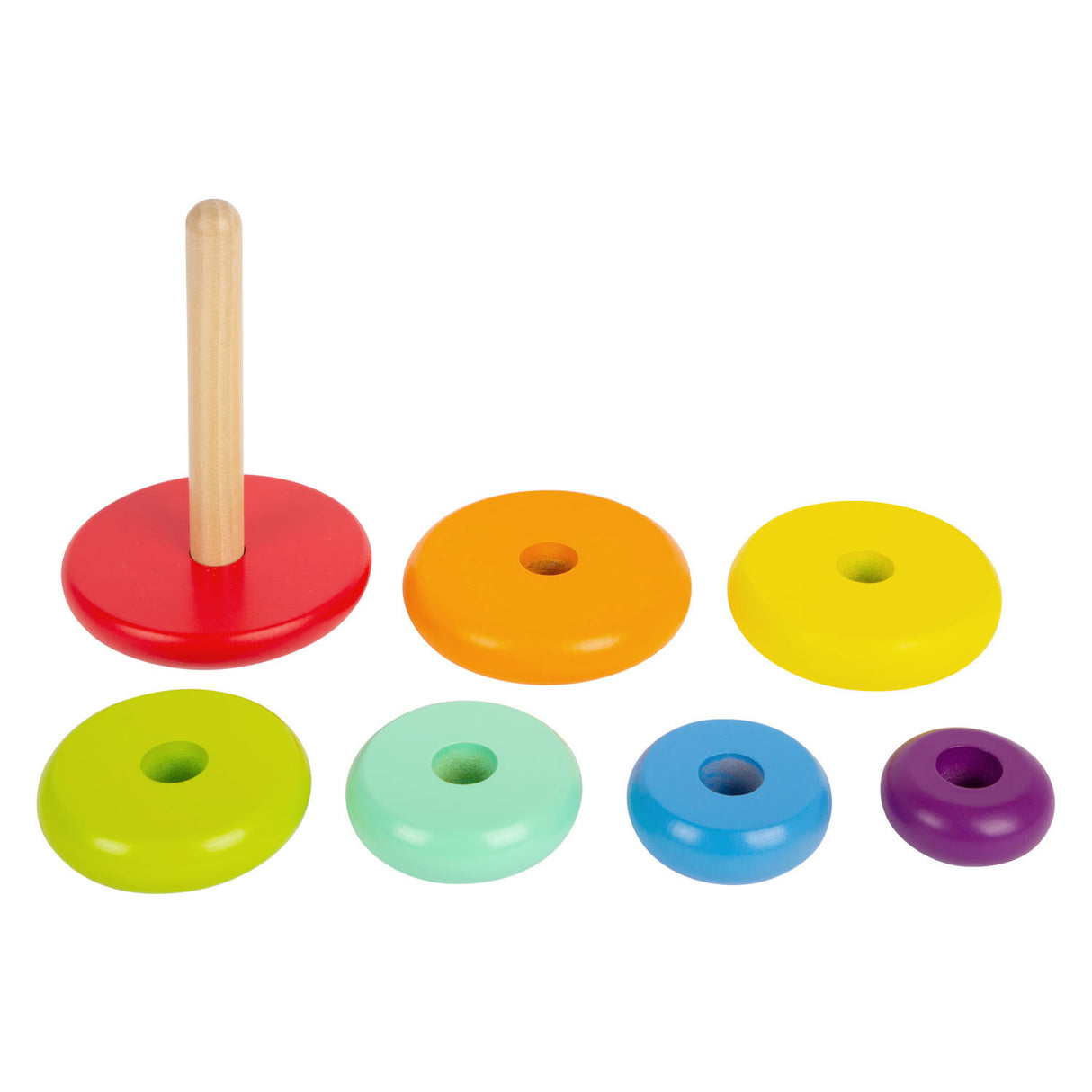 Small Foot Wooden Stacking Tower Rainbow, 7 pcs.