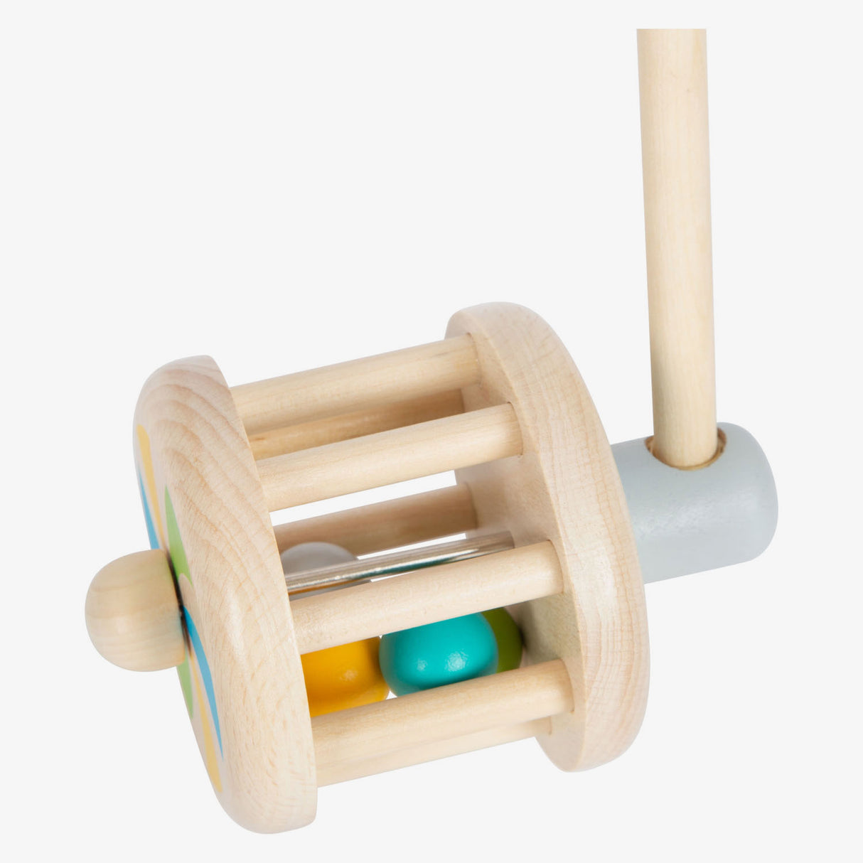 Small foot wooden push figure rattle