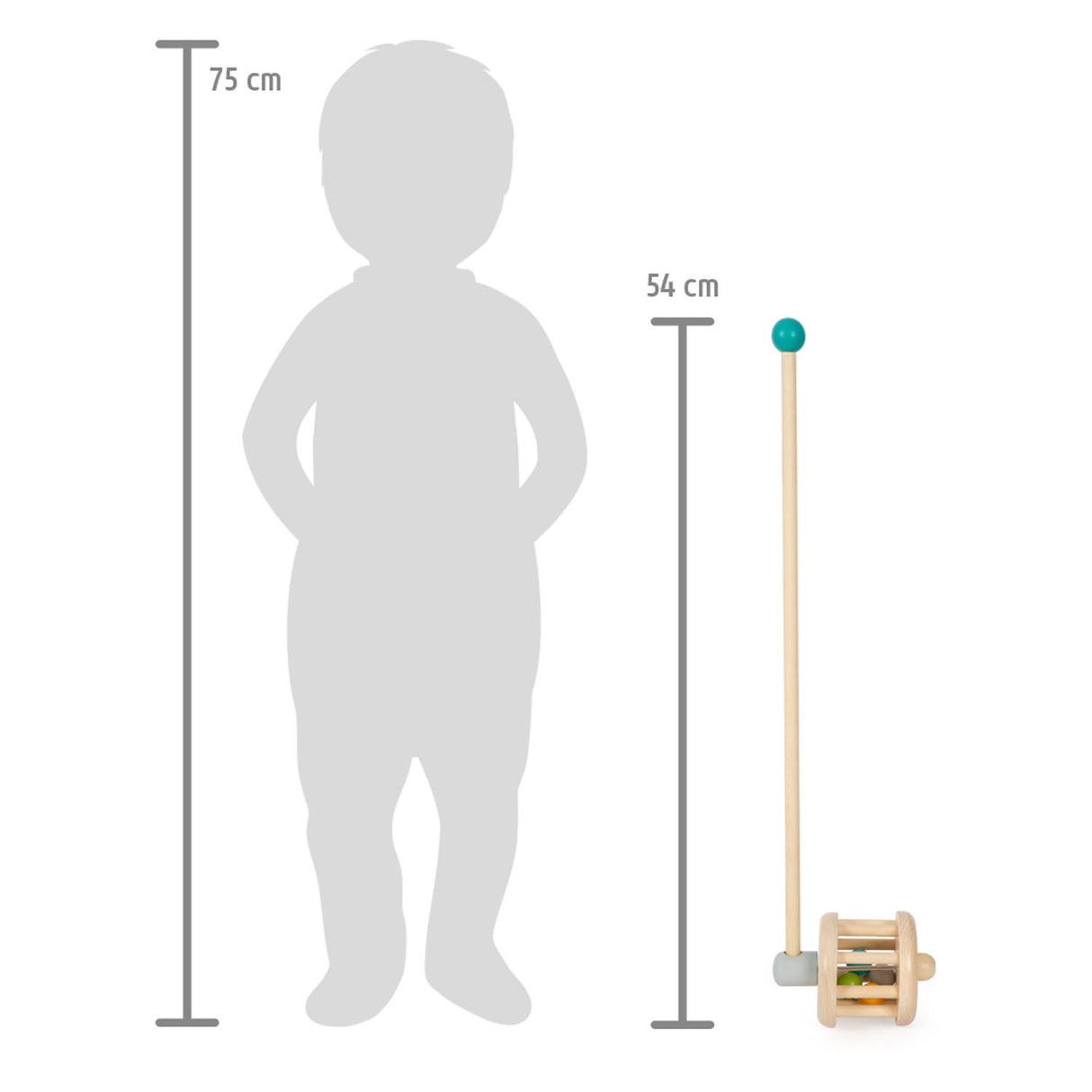 Small foot wooden push figure rattle
