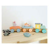 Small foot wooden train with forest animals pastel, 9dlg.