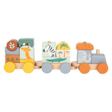 Small foot wooden stacking blocks train safari, 16dlg.