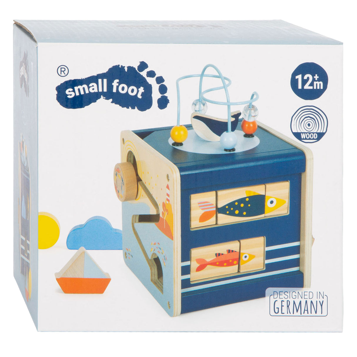 Small foot wooden activity cube ocean