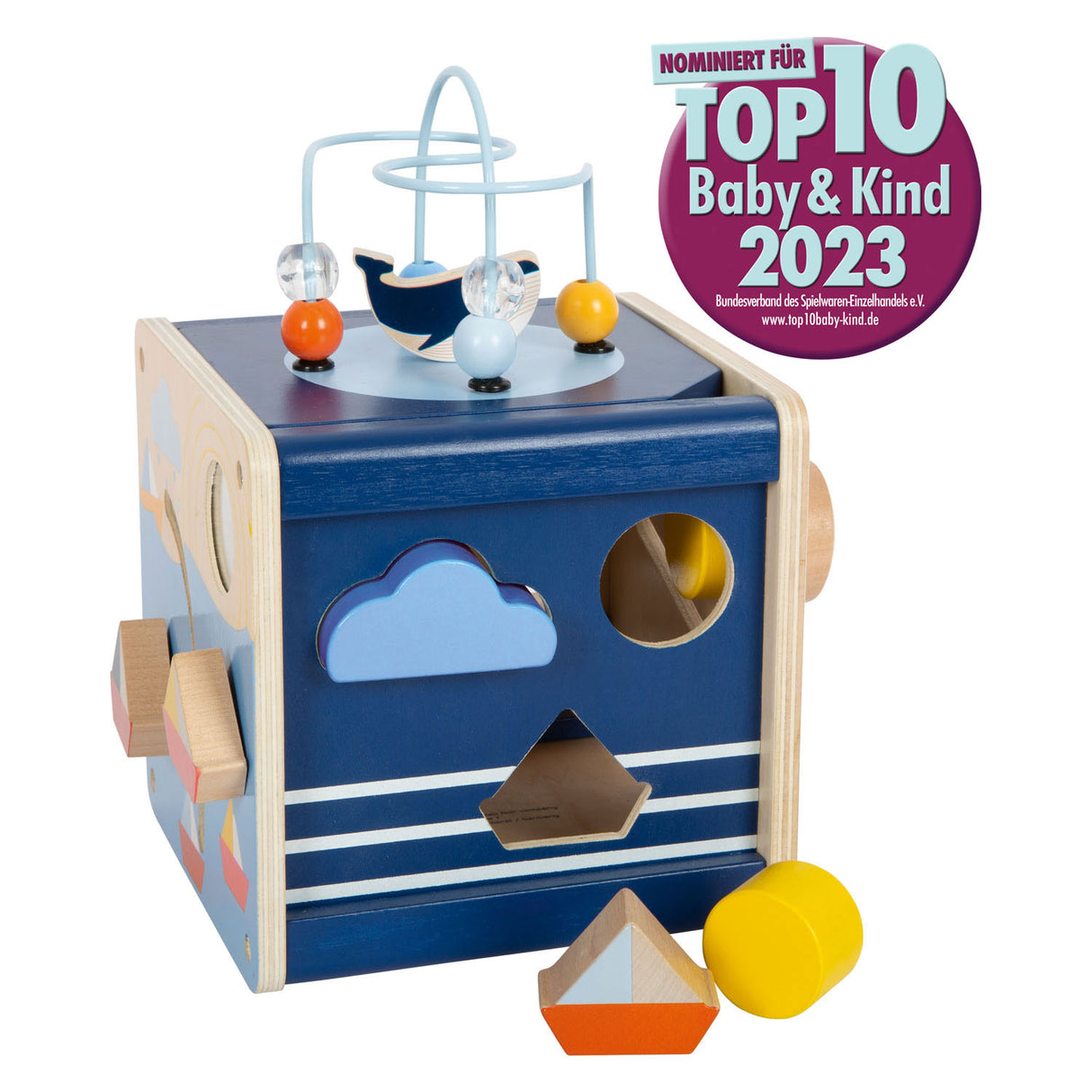 Small foot wooden activity cube ocean